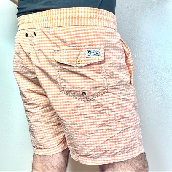 Polo by Ralph Lauren Gingham Pattern Traveler Cotton Blend, Swim Shorts. - Picture 16 of 16